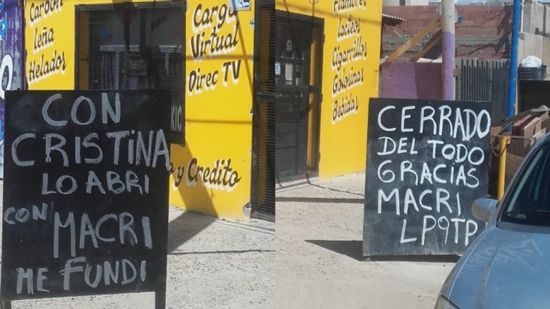 Cerró su negocio y lo anunció en la pizarra: "gracias Macri"