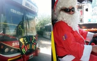 Papá Noel ATR: Disfrazado manejó un bondi en Morón, Moreno, Ituzaingó y San Miguel