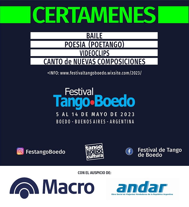 Festival de Tango de Boedo 2023, uno de los eventos más importantes del género, donde se podrá disfrutar de músicos y bailarines. 