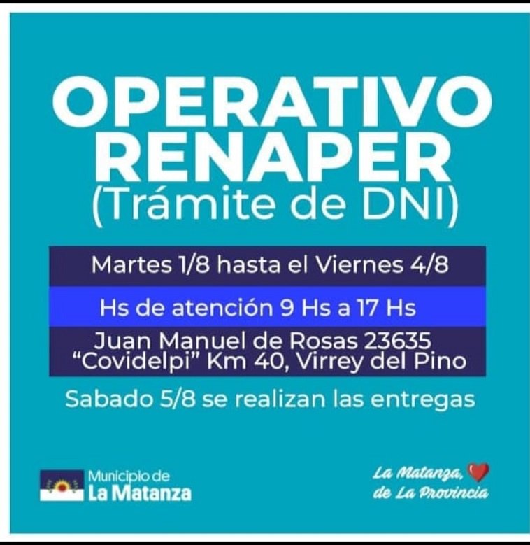 Conocé cómo acceder al Operativo DNI en La Matanza