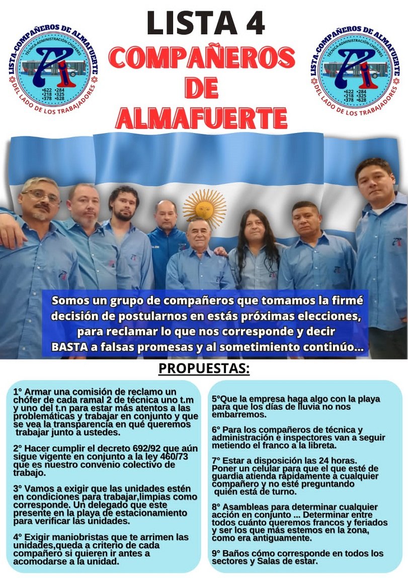 Almafuerte, empresa. Elecciones para delegados.