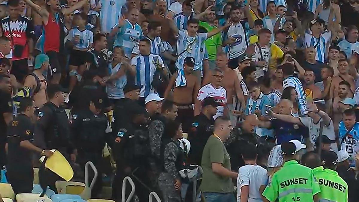 Hinchas argentinos en Brasil.