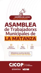 Cicop. In La Matanza the meeting is on Thursday 8 at 1:30 hs.