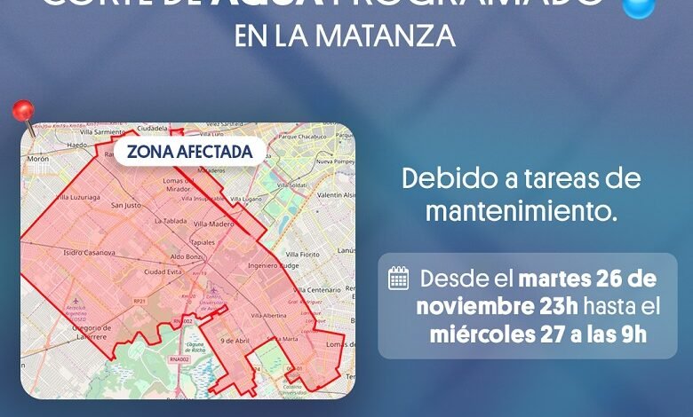 AySA interrumpió el suministro de agua.