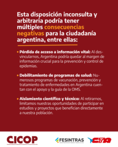 CICOP y a retirada de Argentina de la OMS.