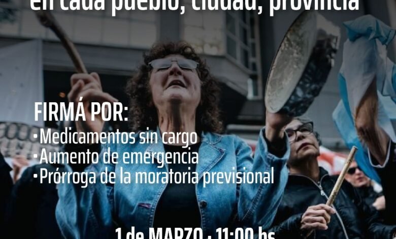 Jubilazo. Convocan a una campaña de firmas por los jubilados.