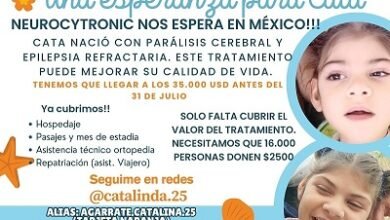 Tratamiento. Ayuda para Catalina: necesita viajar a México.