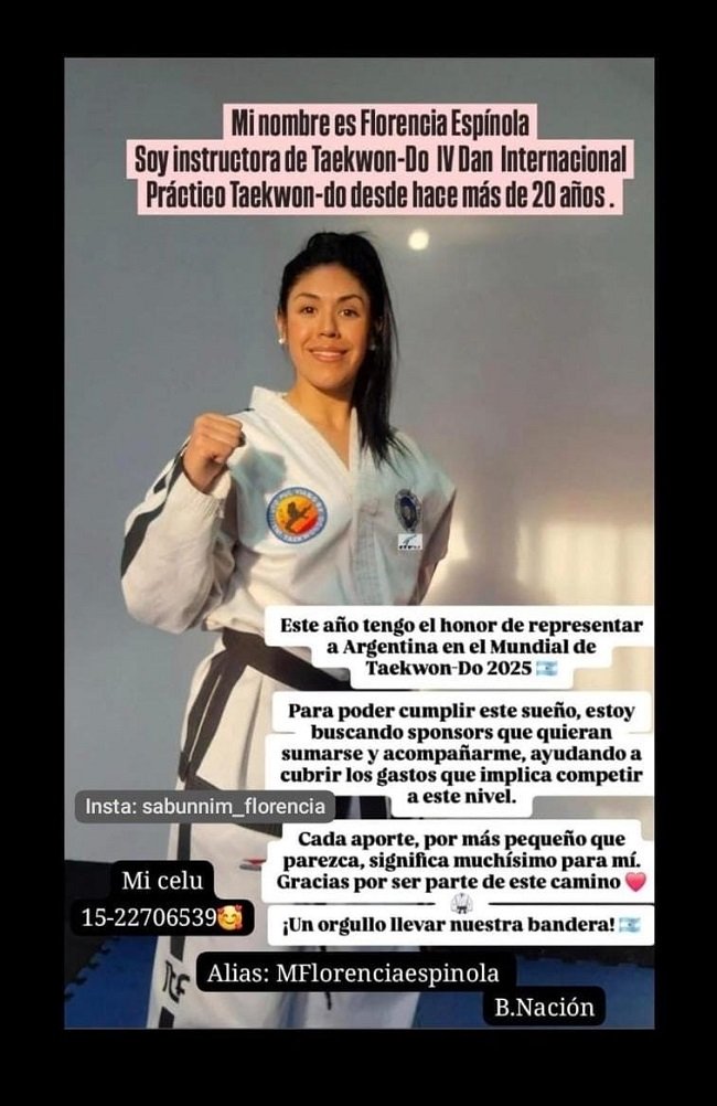 Taekwondo. Florencia Espínola rumbo al Mundial de Taekwondo.