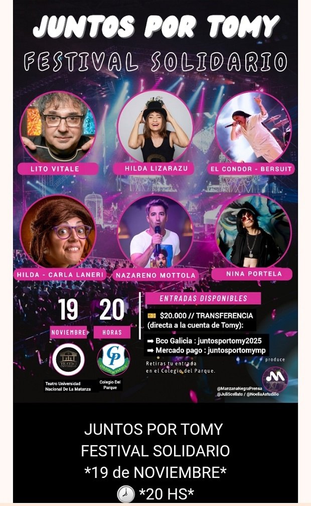 Festival solidario “Juntos por Tomy”.