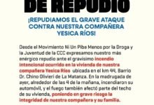 Repudio por atentado contra una dirigente juvenil.
