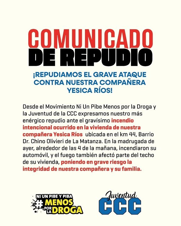 Repudio por atentado contra una dirigente juvenil.